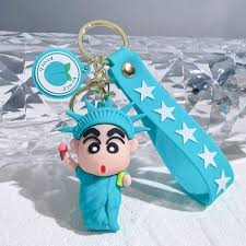 Shinchan Cartoon Keychain – Statue of Liberty Design (Blue)