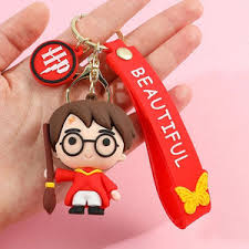 Harry-Potter Cartoon Keychain with Red Strap – “Beautiful” Design