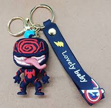 Cartoon Character Keychain | Cute PVC Key Ring with Strap & Bell | Stylish Key Holder for Bags, Bikes & Gifts