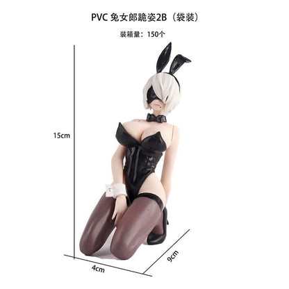 🖤 PVC Bunny Girl Figure – 2B Kneeling Pose (15cm)