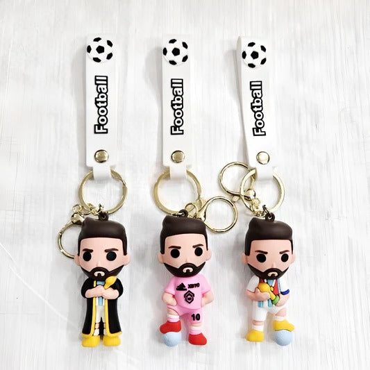 **Football Player Cartoon Keychain with Strap – Cute Sports Key Ring for Kids & Fans**