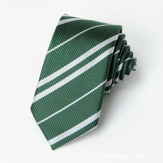 Premium Green & White Striped Formal Necktie for Men.