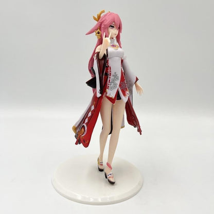 Anime Pink Hair Shrine Maiden Figure | Premium PVC Collectible Statue | Decorative Showpiece for Desk & Shelf