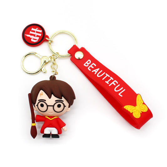 Harry-Potter Cartoon Keychain with Red Strap – “Beautiful” Design