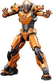 Orange Sci-Fi Armored Action Figure with Interchangeable Hands & Display Stand – Premium Collectible Toy