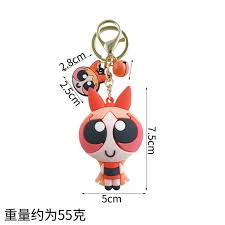 Powerpuff Girls Cartoon Keychain – Blossom Character with Charm
