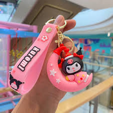Kuromi Cartoon Keychain | Cute PVC Key Ring with Strap | Stylish Bag Charm & Gift Accessory for Girls
