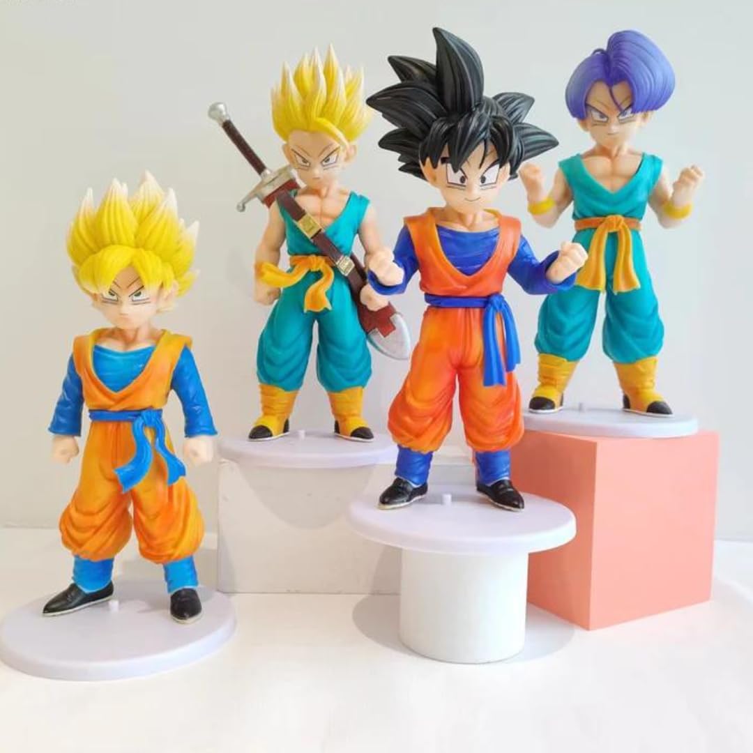DBZ Action Figures Set of 4 | Goku, Vegeta, Trunks & Gohan Collectible Anime Toy (19.5cm)