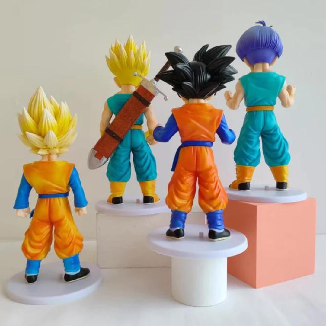 DBZ Action Figures Set of 4 | Goku, Vegeta, Trunks & Gohan Collectible Anime Toy (19.5cm)