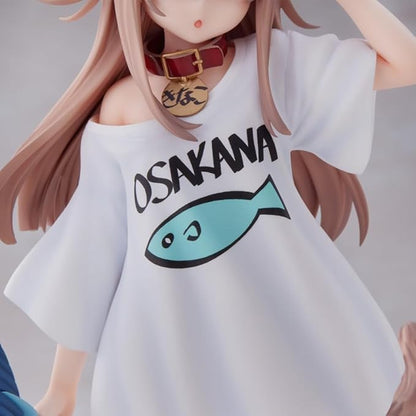 Anime Cat Girl with Fish Plush – PVC Collectible Figure (21 cm)