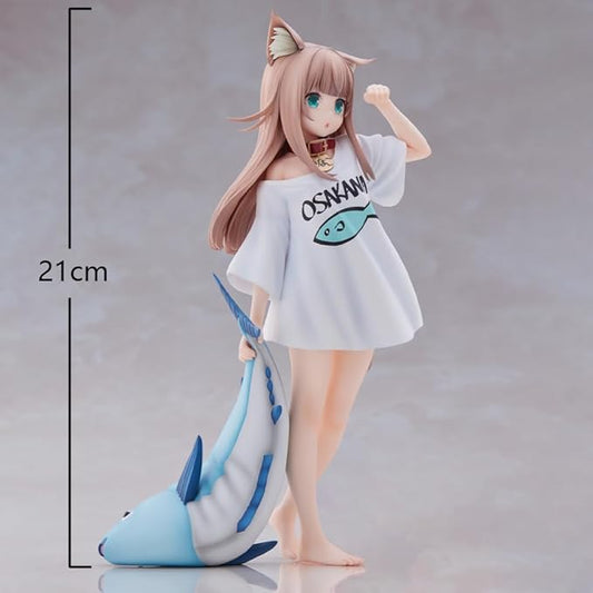 Anime Cat Girl with Fish Plush – PVC Collectible Figure (21 cm)