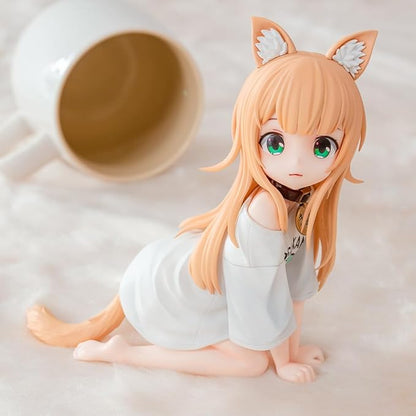 Anime Cat Girl PVC Figure – Kneeling Pose Collectible | 14 cm Cute Anime Figurine for Fans & Collectors