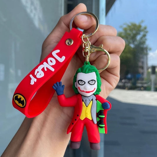Joker Keychain with Red Wrist Strap – Fun Cartoon Design