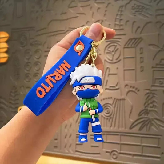 Kakashi Hatake Rubber Keychain with Blue Wrist Strap – Naruto Anime Collectible