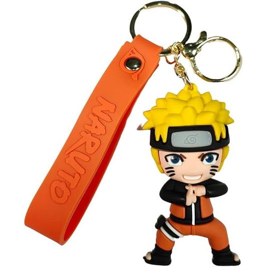 Naruto Uzumaki Rubber Keychain with Orange Wrist Strap – Anime Collectible