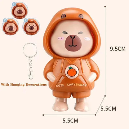 Cute Capybara Hoodie Face-Changing Toy with Keychain – Collectible Expression Figure
