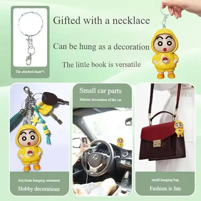 Shin-chan Yellow Hoodie Face-Changing Keychain Toy – Cute Cartoon Collectible